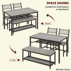 Versatile Rectangular Dining Set Modern Farmhouse Rustic And Industrial Style For 4