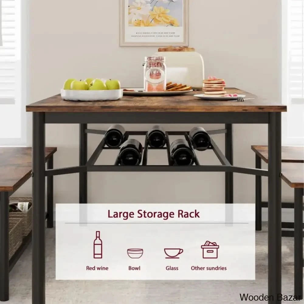 Versatile Rectangular Dining Set Modern Farmhouse Rustic And Industrial Style For 4