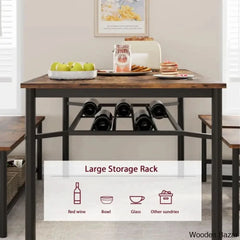 Versatile Rectangular Dining Set Modern Farmhouse Rustic And Industrial Style For 4