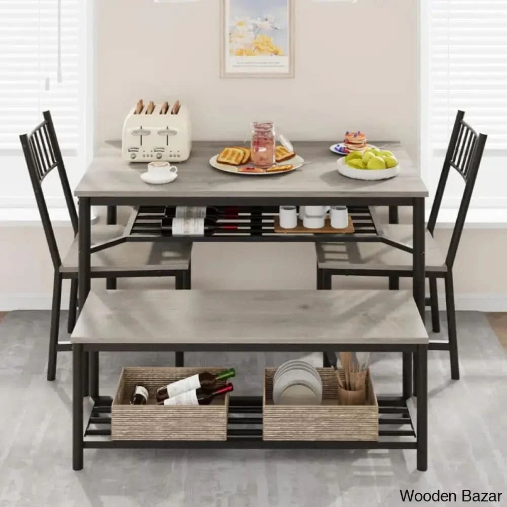 Versatile Rectangular Dining Set Modern Farmhouse Rustic And Industrial Style For 4
