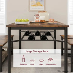 Versatile Rectangular Dining Set Modern Farmhouse Rustic And Industrial Style For 4