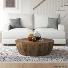 Vivenne Mango Wood Drum Coffee Table And Center Table