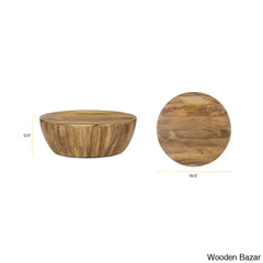 Vivenne Mango Wood Drum Coffee Table And Center Table