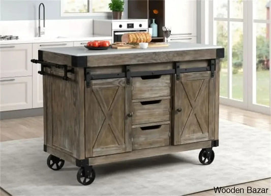 Wallaceton Marble Top Kitchen Island Trolley Cart Cabinet Kitchen Island With Storage