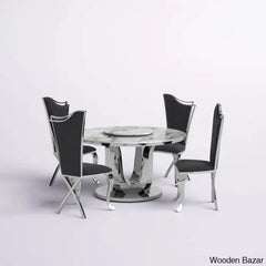 Waverly Best 5 Seater Marble Top Pedestal Dining Set