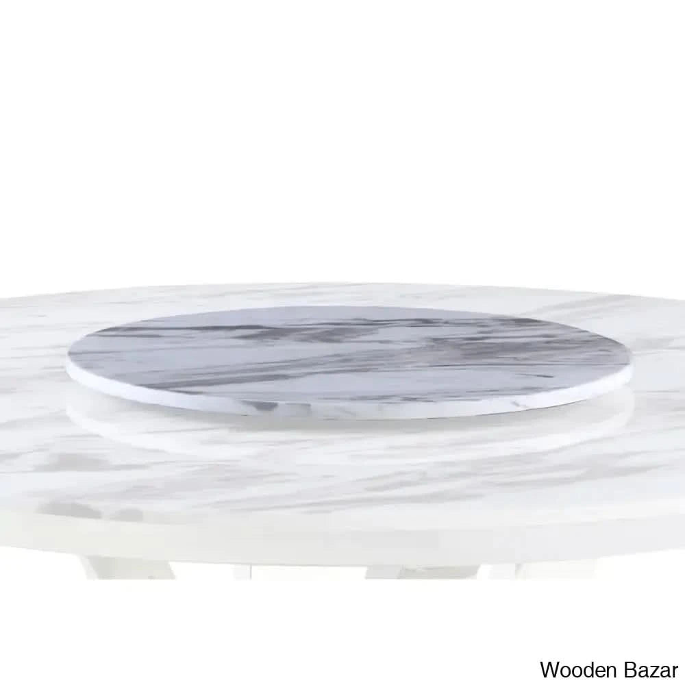 Waverly Best 5 Seater Marble Top Pedestal Dining Set