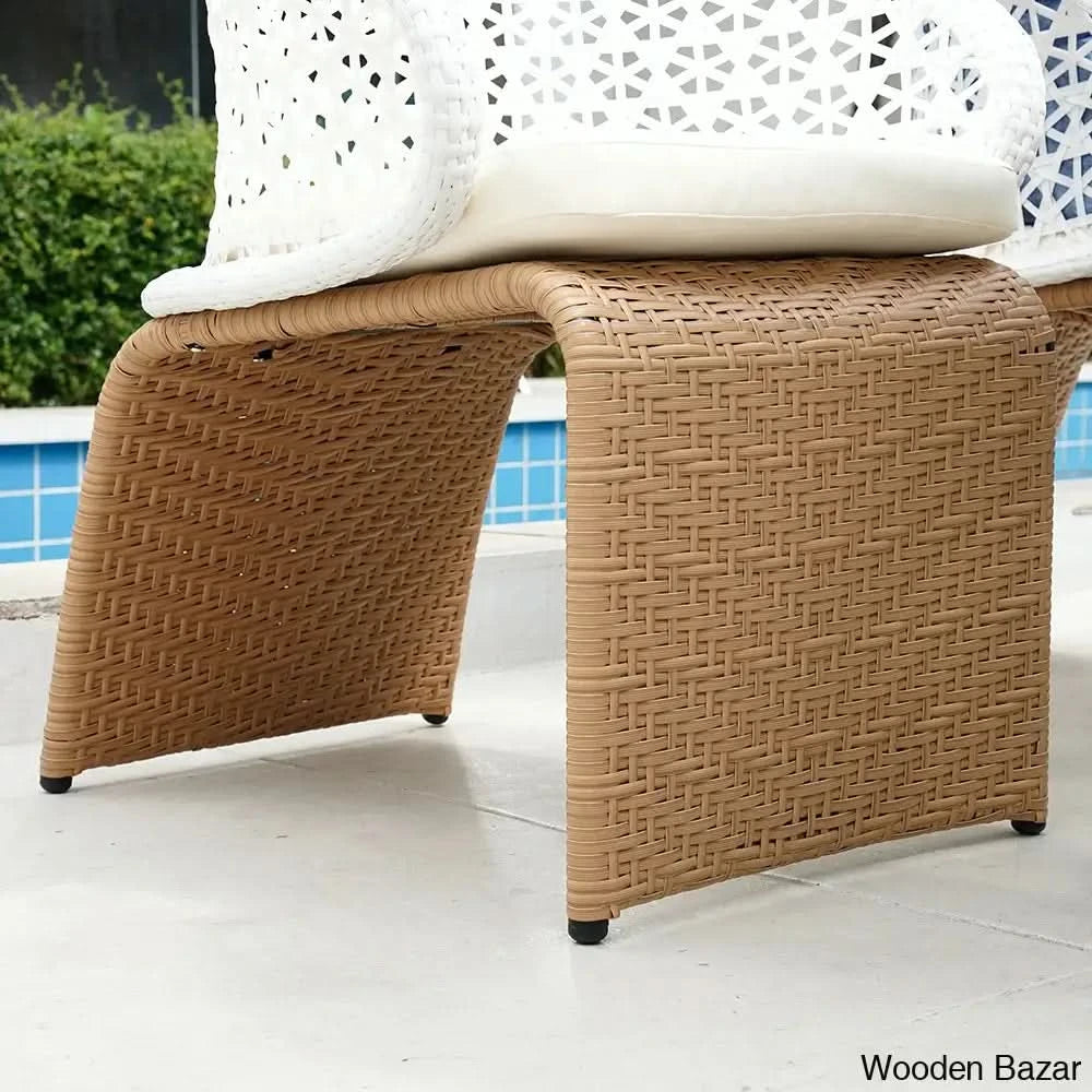 White And Khaki Aluminium And Rattan Ratio Armchairs