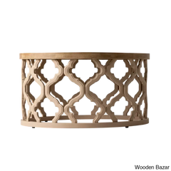 Windfield Farmhouse Round Coffee Table Rustic Distressed Wood Top