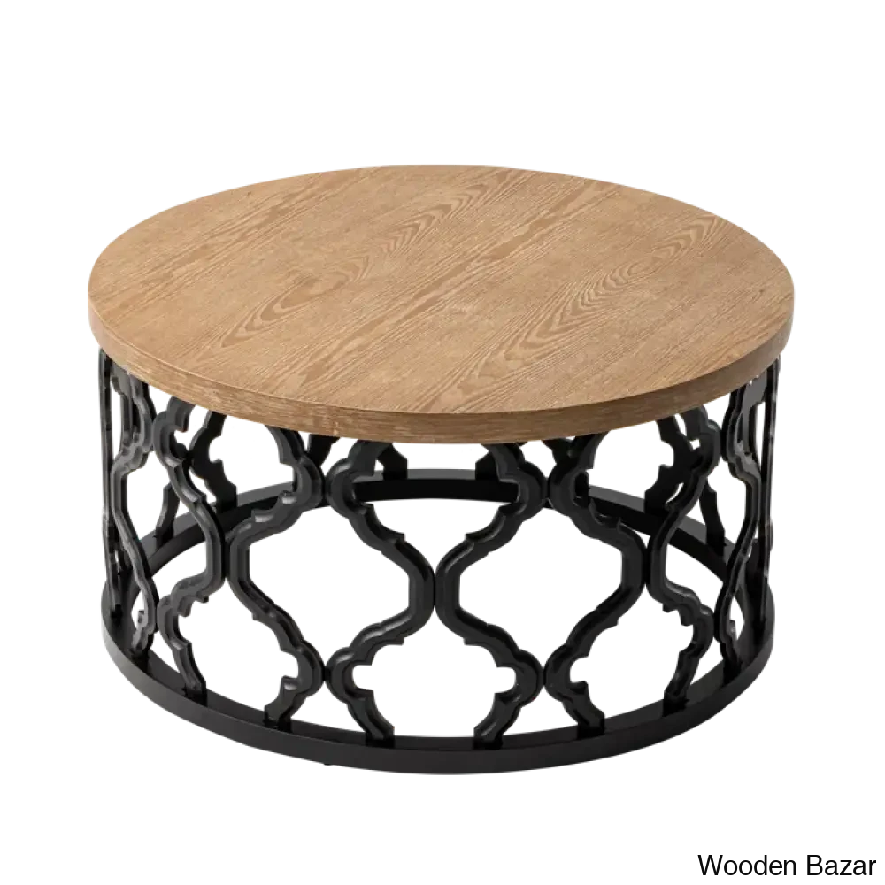 Windfield Farmhouse Round Coffee Table Rustic Distressed Wood Top