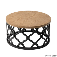 Windfield Farmhouse Round Coffee Table Rustic Distressed Wood Top