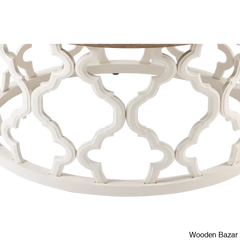 Windfield Farmhouse Round Coffee Table Rustic Distressed Wood Top