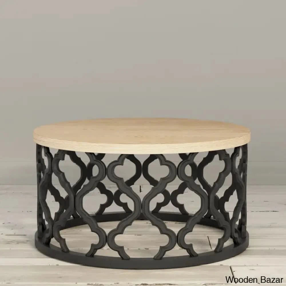 Windfield Farmhouse Round Coffee Table Rustic Distressed Wood Top