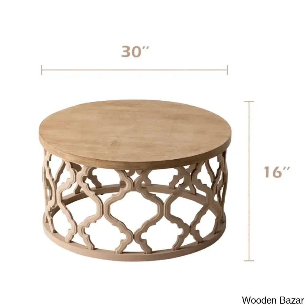 Windfield Farmhouse Round Coffee Table Rustic Distressed Wood Top