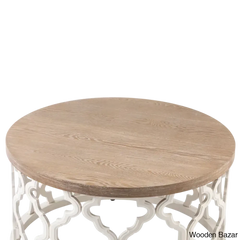 Windfield Farmhouse Round Coffee Table Rustic Distressed Wood Top