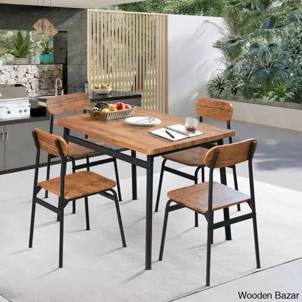 Winston Stylish Wooden 4 Seater Dining Table Set - Bazar