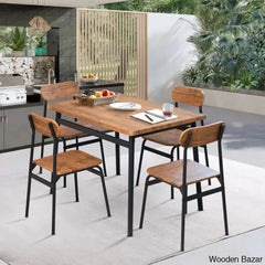 Winston Stylish Wooden 4 Seater Dining Table Set - Bazar