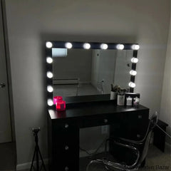 Wooden Bazar Freya Vanity Dressing Table With Mirror Black