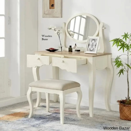 Wooden Bazar Strahan Vanity Dressing Table With Mirror Dressing With Stool