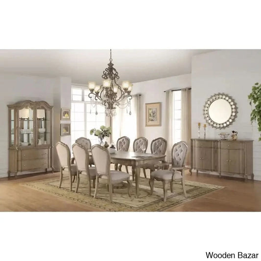 This set also comes with four backless stools upholstered in polyester for a tactile touch. Plus, the button-tufted accents on each seat round out the design of this set.