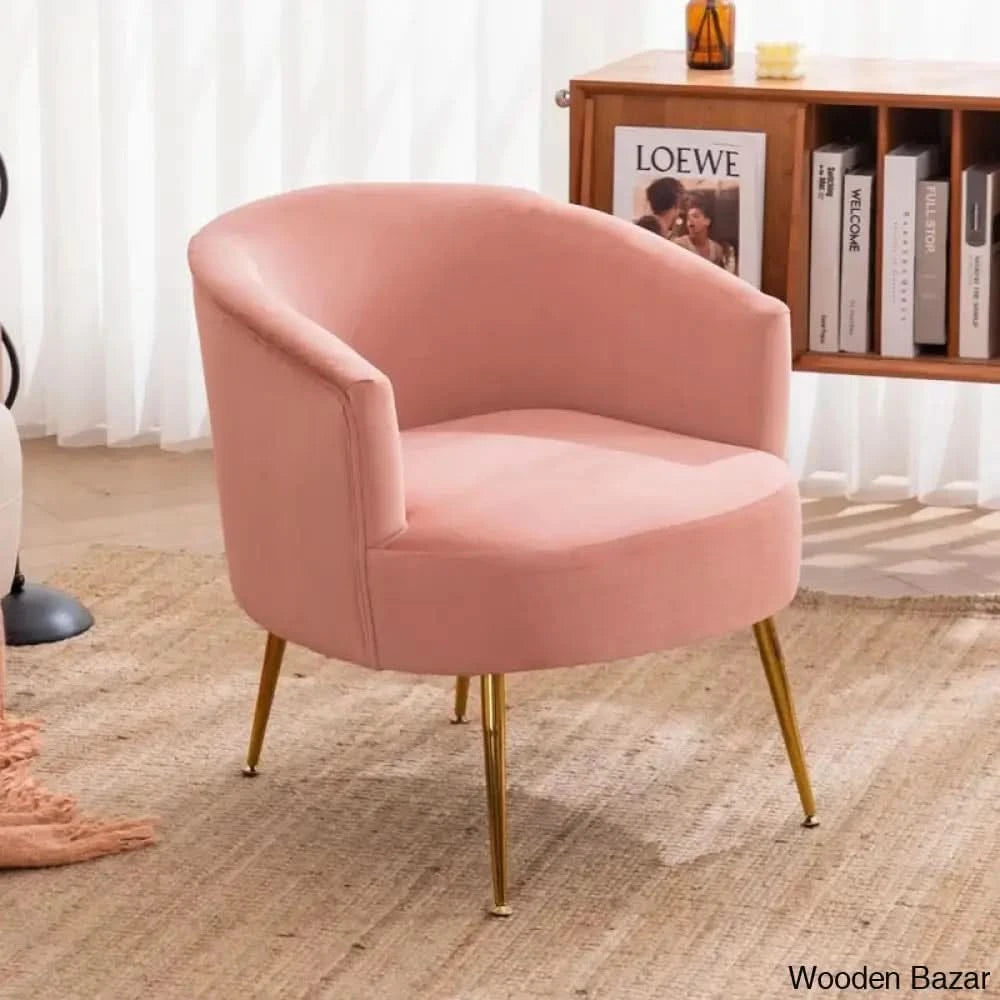 India Arm Chair in pink colour velvet faric