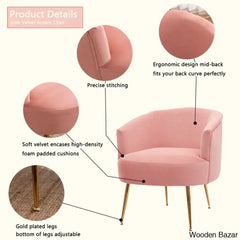 India Arm Chair in pink colour velvet faric