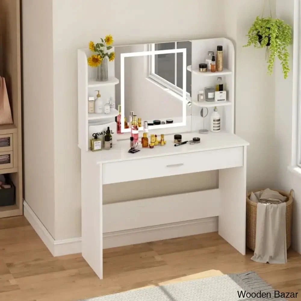 Wooden Vanity dressing table design 2022 with light – Wooden Bazar