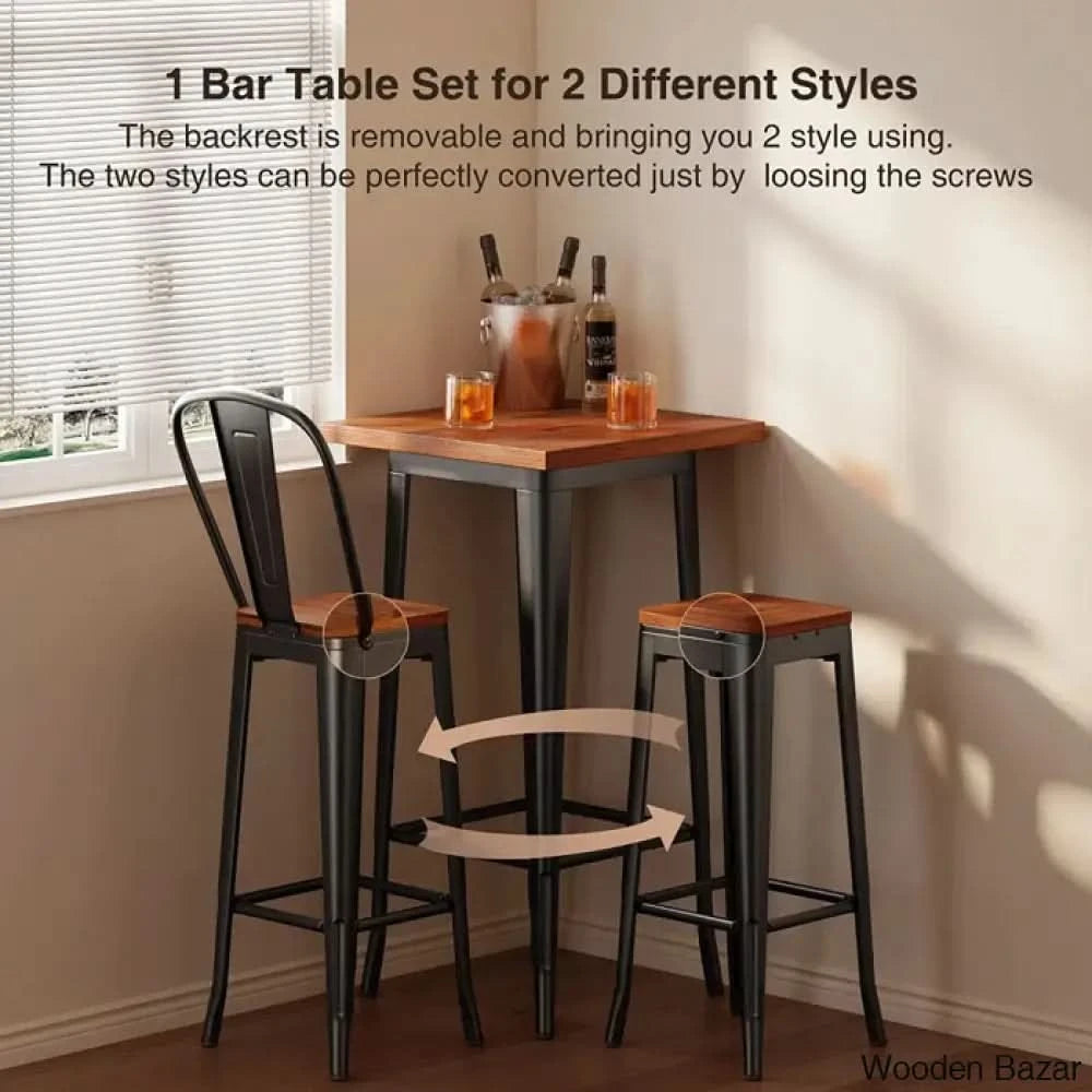 Worth 2 Seater Trendy Counter Height Dining Set | Modern High Top Table And Chairs