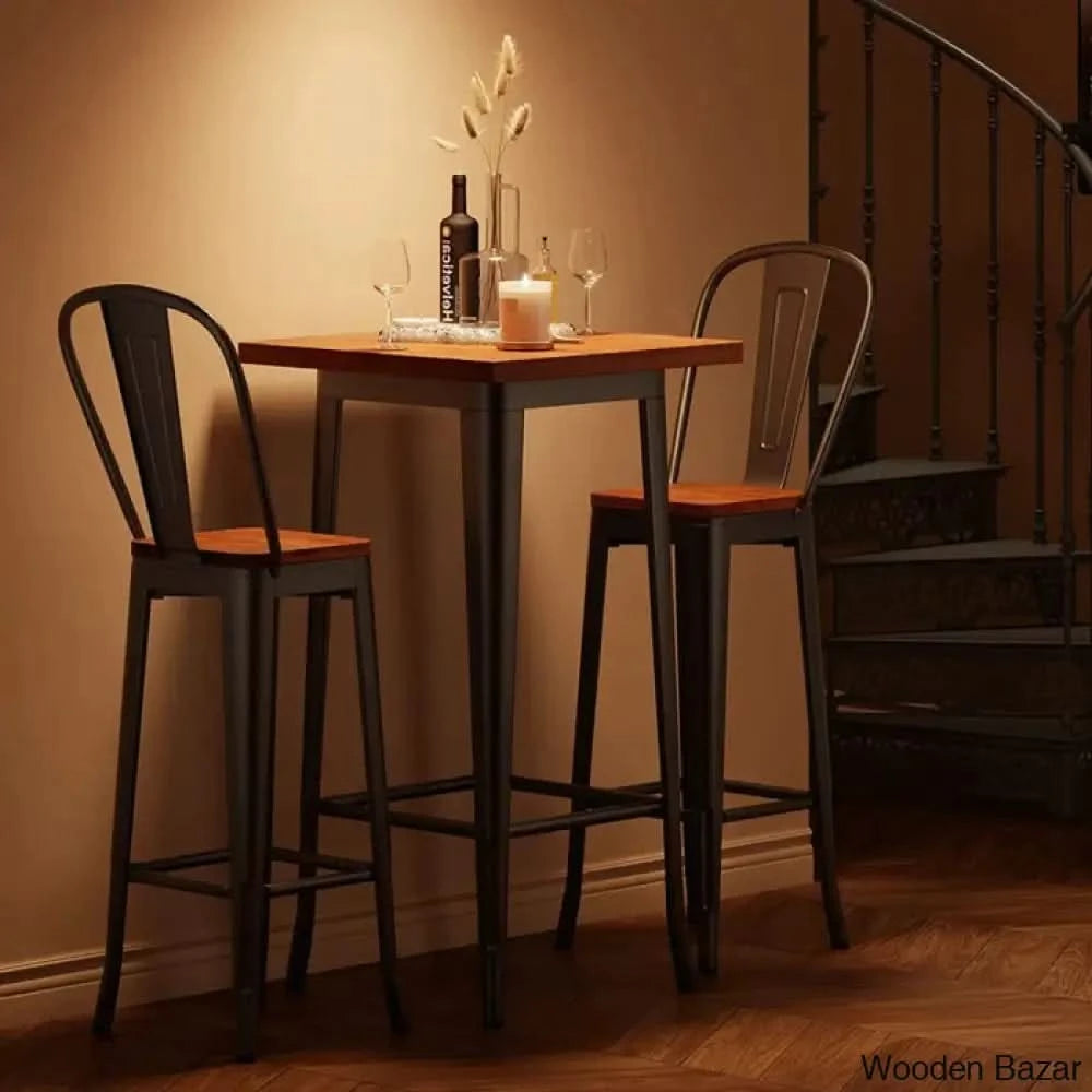 Worth 2 Seater Trendy Counter Height Dining Set | Modern High Top Table And Chairs