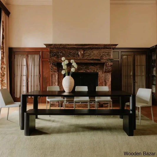 Yorick Elegantly Designed Teak Wood Post Dining Table - Wooden Bazar