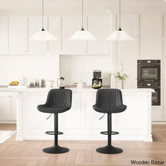 Zagero Swivel Adjustable Height Bar Stools Leather Upholstered Counter And Bar Modern Pub Stool