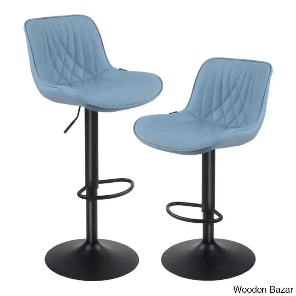 Zagero Swivel Adjustable Height Bar Stools Leather Upholstered Counter And Bar Modern Pub Stool