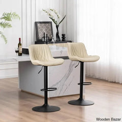 Zagero Swivel Adjustable Height Bar Stools Leather Upholstered Counter And Bar Modern Pub Stool