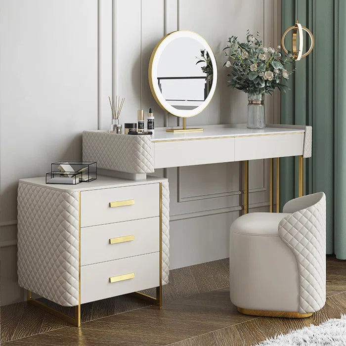 Corner mirrored top dressing table