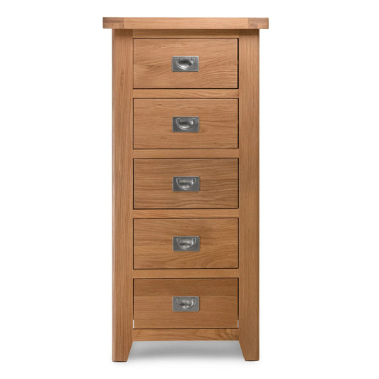 Katiuscia Solid Wood Modern 5 Drawer Tallboy Chest