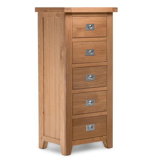 Katiuscia Solid Wood Modern 5 Drawer Tallboy Chest