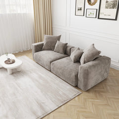 Fixon Corduroy Upholstered 2 Seater Modular Sofa - Wooden Bazar