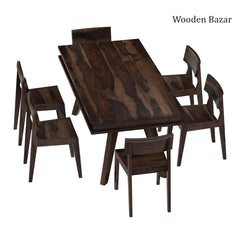 Modern Rectangular Dining Table with 6 Seats - Wooden Bazar