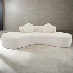 Orre Modular Curved Boucle Sofa Couch With 2 Throw Pillows
