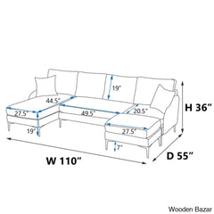 110’’ Wide Reversible U-Shape Convertible Sofa With Spacious Versatile Seating For Modern