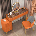 Glam Bedroom Lighted Mirror Metallic With Drawer Make-up Vanity with Mirror & Chair - Wooden Bazar