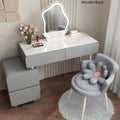 Contemporary Stone Top Vanity Dressing Table Bedroom Make-up Vanity With Mirror & Chair - Wooden Bazar