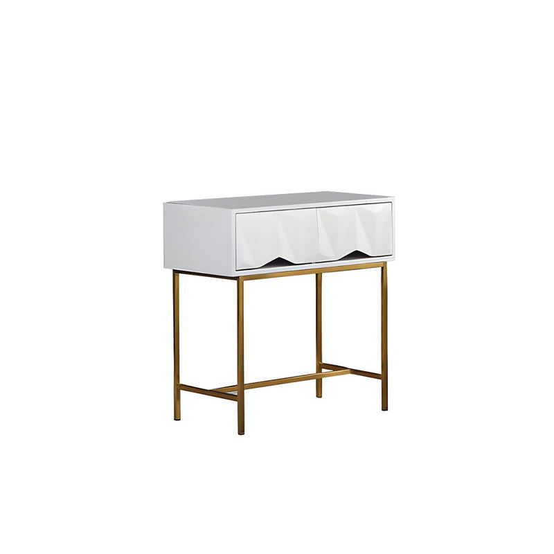 Wood/Iron Vanity Table in White Glam 31.5" H Dressing Table with Mirror and Stool - Vanity - Wooden Bazar