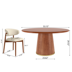 Modern Walnut Round Dining Set – 5-Piece