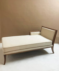 Trident Chaise Lounge Teak Wood in Velvet color - Wooden Bazar