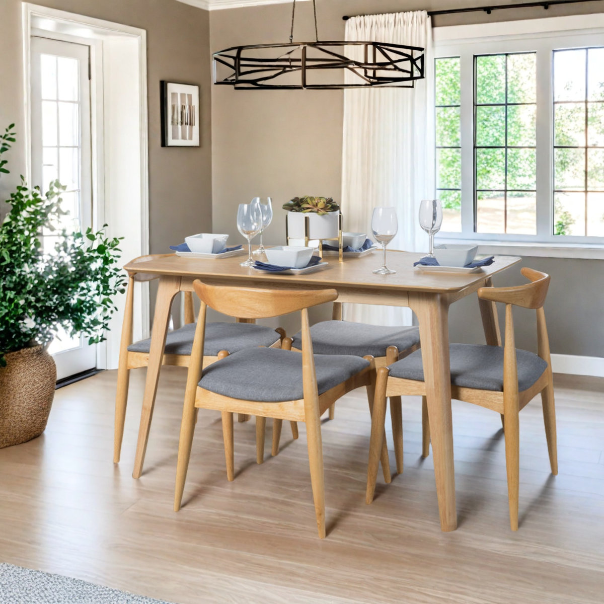 Aubray Solid Wood Dining Set