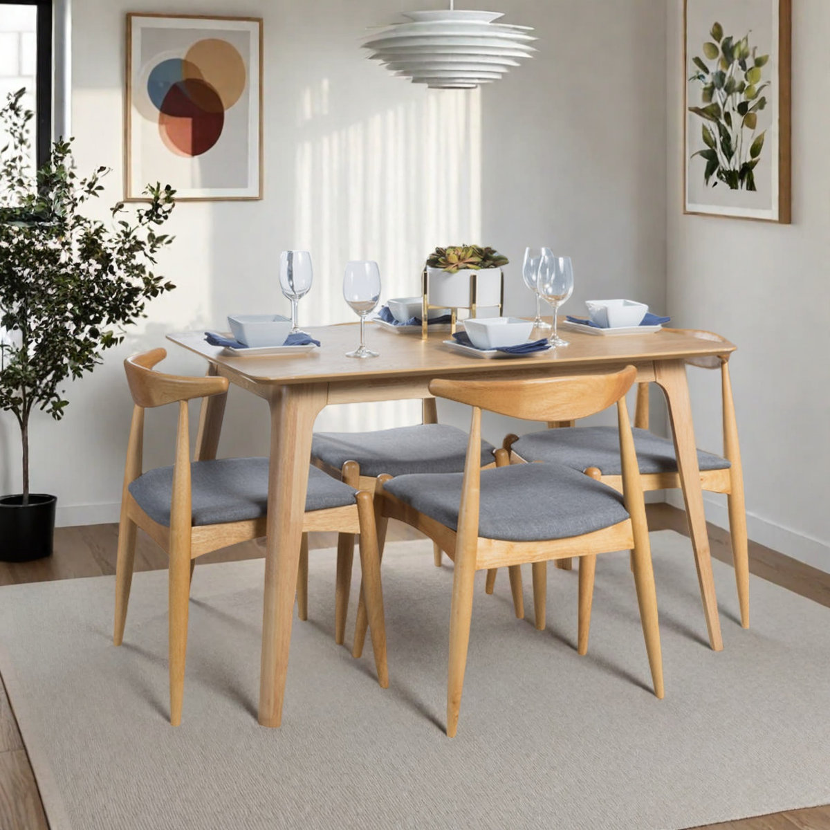 Aubray Solid Wood Dining Set