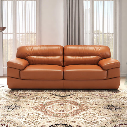 Premium Leather 2/3 Seater Upholstered Sofa in Bright Brown Color