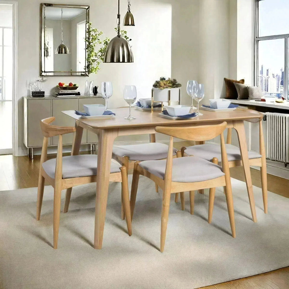 Aubray Solid Wood Dining Set