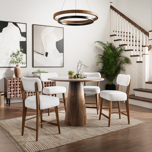 Traiden Mid-Century 5-Piece Counter Set – Table & 4 Stools