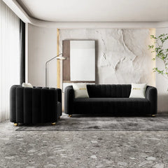 2-Piece Velvet Round Arm Sofa Living Room Set Luxury Sofa Sets
